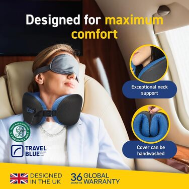 Подушка для подорожей Travel Blue Dreamer для літака з Memory Foam - комфорт, підтримка, дихаючий матеріал, знімний чохол