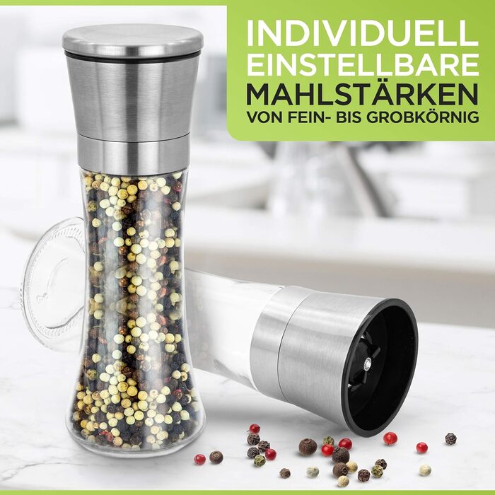 Набір для солі та перцю з керамічним млином: преміум-якість, нержавіюча сталь, для кухні