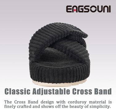 Зручні домашні тапочки з меморі-піною для жінок. Чорні, з перехресними ремінцями, антиковзаючі, розмір 37/38 EU