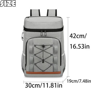 Терморюкзак-холодильник 30 л, велика місткість, для пікніка, пляжу, кемпінгу (світло-сірий)