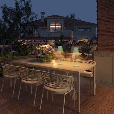 Світлодіодний акумуляторний настільний світильник K-Bright з димером, зелений (2 шт.) | Для дому та вулиці | Тепле біле світло 3000K | Зарядна станція