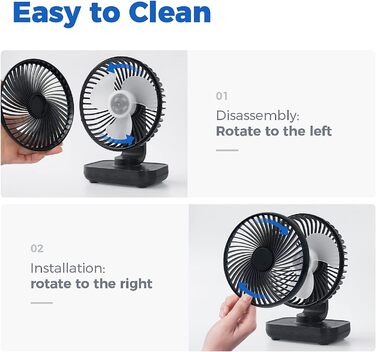 USB вентилятор OCOOPA Ultra Leise - портативний міні-вентилятор для столу, дому та офісу, 4 швидкості, 4000mAh, чорний/темно-синій