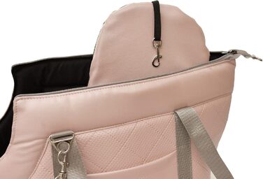 Сумка-переноска для собак та котів | Сумка на плече для тварин з гумкою та карабіном | до 15 кг | Матеріал: штучна замша (вельвет) | Розмір: L | Колір: Чорний (L, Рожева (штучна шкіра))