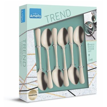 Набір ложок для лате макіато Amefa AUSTIN (6 шт.) | Стильний дизайн | Нержавіюча сталь з PVD покриттям | 19,8 см