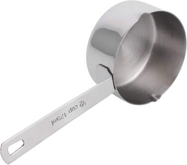 Stainless steel measuring cup 304, metal measuring spoons, baking measuring spoons with scale, cake measuring spoons for the kitchen, kitchen scale (size: 1/3 cup 80 ml) (1/2 cup 125 ml)