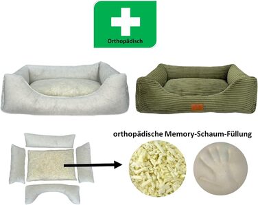 Ортопедичне ліжко для собак Elropet з м'якого корду, корзина для собак (Оливковий, XS/S/M/L/XL)