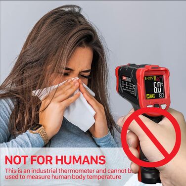 Інфрачервоний термометр лазерний цифровий -37°F~1022°F (–50°C～880°C) - Ідеально для приготування їжі, барбекю та холодильників