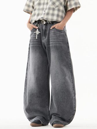 Чоловічі джинси Zewool Baggy Hip Hop широкого крою, сірі (H10 Grau, S) - вуличний стиль, скейтерські джинси