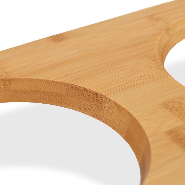 Підставка для корму Relaxdays для маленьких собак, 2 миски по 300 мл, піднята, бамбук та нержавіюча сталь, розміри: 9,5x34,5x18 см, колір: натуральний/сріблястий