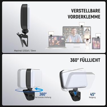 LED світло Neewer для селфі та відеозйомки на телефон, 54 світлодіоди, кліпса, CRI 88, 650mAh, для iPhone, ноутбук, вебкамера, Zoom, макіяж