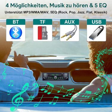Автомобільна магнітола Wistrue 1DIN з Bluetooth, RDS, FM/AM, USB, AUX, SD, MP3, підсвічування 7 кольорів, для iOS та Android