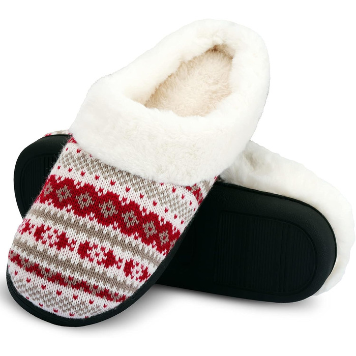 Тапочки халатні AONEGOLD для жінок, зимові, теплі, з плюшем, з піною пам'яті, зручні, унісекс, для дому та вулиці, антиковзкі (42/43 EU, Червоний)