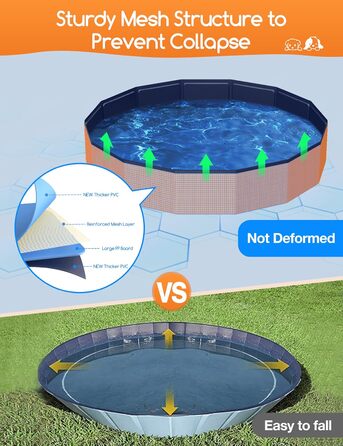 Meowant Foldable Dog Pool, Dog Bathtub, Splash Pool Large Thickened PVC, Extra Large Outdoor Foldable Kids Pool, Portable Non-Slip Dog Splash Pool, No Pump Required (272 x 50 cm) (120*30cm)