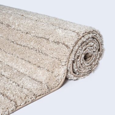 Килим Bahar Shaggy: елегантний дизайнерський килим для вітальні, м'який та легкий у догляді, високий ворс (120 x 170 см, бежевий)