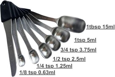 Magnetic kitchen collection of 14 measuring cups and spoons set made of stainless steel for dry and liquid ingredients, dishwasher safe, rust-proof, imperial and metric (black color)