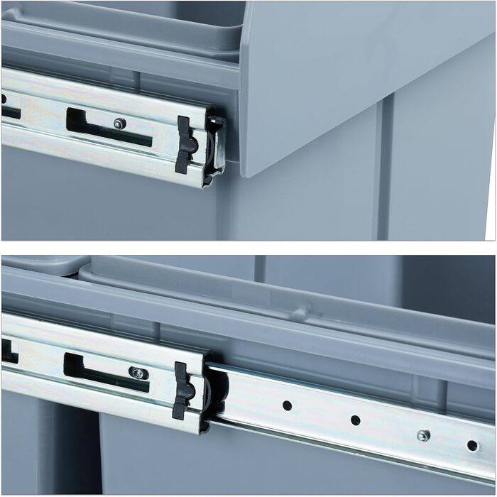 Вбудований відрізок для сміття Relaxdays, кухонний, висувний, для під навісну шафку, об'єм 15 л та 2x8 л, пластик, 35 x 34 x 48 см, сірий