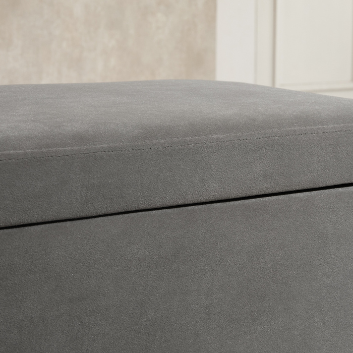 HOMCOM Bench with Cushion and Storage, Trunk Bench made of Metal and Rubber Wood, Coal Grey, 110 x 43 x 45 cm for Entryway and Living Room