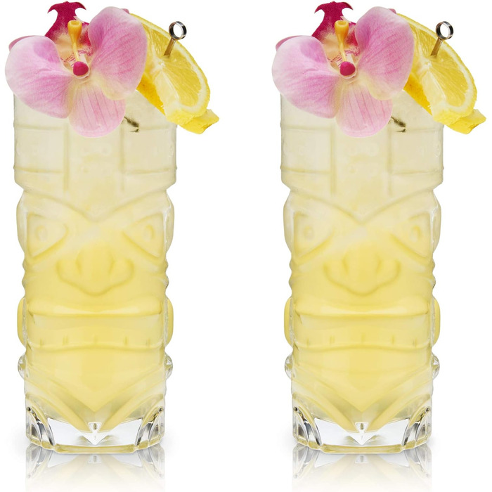 Viski Pacific Crystal Cocktail Glasses Set - 2 Premium Tiki Glasses, 400ml