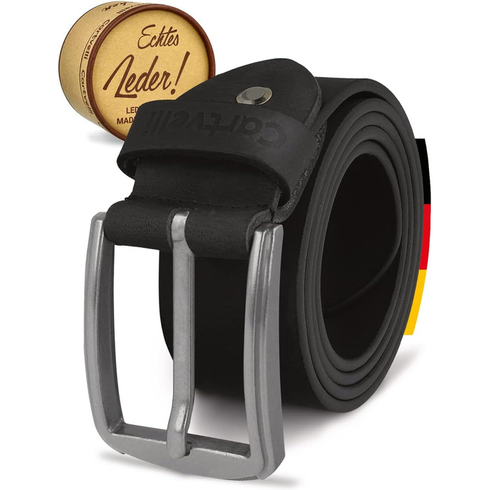 Чоловічий шкіряний ремінь Vintage з подарунковою коробкою - виготовлено в Німеччині. Ширина 40 мм, колір чорний, застібка срібна, 115 см.