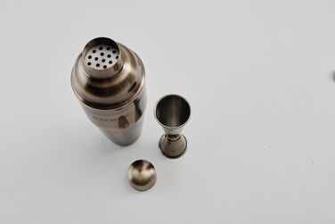 Набір для коктейлів Mint&Mortar 7 шт. з бамбуковим підставкою, з нержавіючої сталі, барменський набір з інструментами для дому та професійного використання, 680 мл, міксер (чорний) з щіткою золота