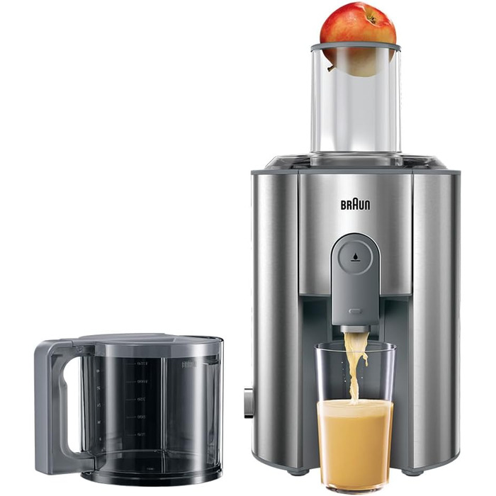 Центрифужна соковижималка Braun MultiQuick 7, 1000 Вт, завантажувальний отвір 75 мм, срібляста