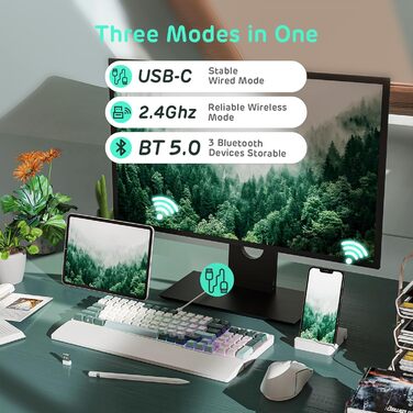 Механічна клавіатура RK ROYAL KLUDGE RK96 RGB Limited Ed з RGB підсвічуванням, 96 клавіш, 90% layout, Bluetooth 5.0/2.4G/USB-C, Hot-Swap, QWERTY (Camp Grün)