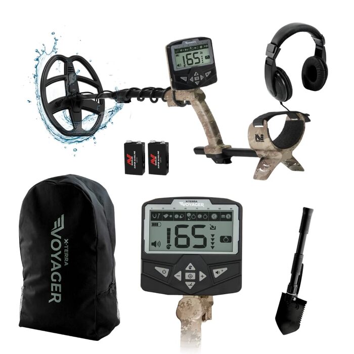 Металодетектор Minelab X-Terra Voyager Tactical - професійний, для дорослих, водонепроникний, 4 режими, з навушниками, рюкзаком та лопатою (Forest, Green)