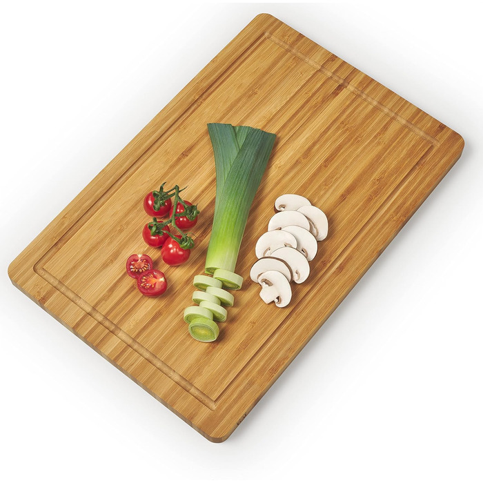 Blumtal Bamboo Cutting Board Wood made from 100% Bamboo XXL - 2cm thick wood board antibacterial - solid cutting board with juice groove - wooden cutting board 45x30x2cm - alternative to plastic cutting board