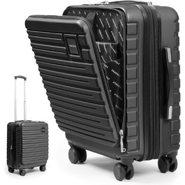 Чемодан Travely з полікарбонату, 77 см, XL, 100 л - міцний валіза з TSA замком та відділом для ноутбука (55x40x23 см), колір: чорний