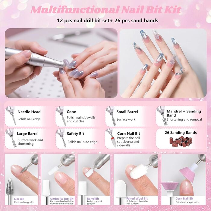 Електричний нагрівач для нігтів 2-в-1, професійний, 45000 об/хв, манікюрний набір, фрезер для гелю та акрилу