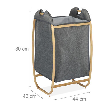 Relaxdays Gray Laundry Basket with Bamboo Frame