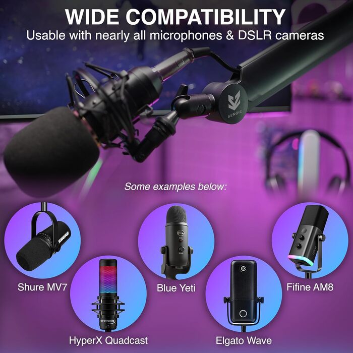 Підставка для мікрофона SENSIC SA-30 настільна з поворотним кріпленням, адаптер 3/8-5/8, універсальна, професійна, чорна