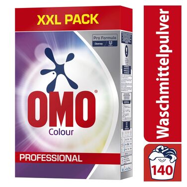 Пральний порошок Omo Professional Colour для кольорових речей, 7 кг – високоефективний засіб для прання, захист кольору та видалення плям, 140 циклів