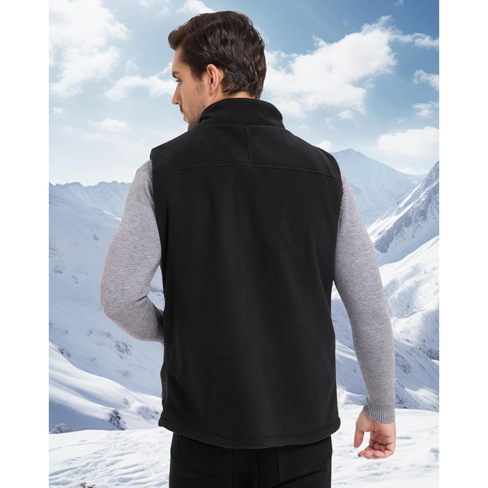 Обогревна жилетка для чоловіків, флісова жилетка з акумулятором 10000mAh, 6 нагрівальних панелей, для активного відпочинку, роботи на відкритому повітрі, зимова XL чорна