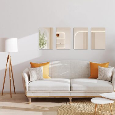 4 самоклейні дзеркала, 20 x 30 см, акрилові дзеркала для стін, школи, дому, вітальні, ванної, спальні