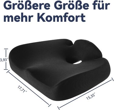 Подушка для сидіння з піни Memory Foam SKYNY для офісного крісла, авто, інвалідного візка - велика, знімний нековзкий чохол, комфорт на весь день