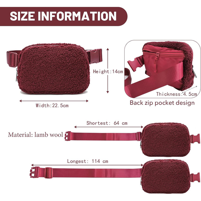 Сумка на пояс для жінок та чоловіків: спортивна, з регульованим ремінцем та блискавкою. Містка сумка для телефону, ідеальна для бігу, подорожей, прогулянок та активного відпочинку (колір: коричневий, тедді).