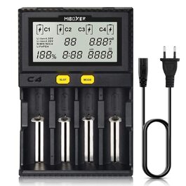Універсальний зарядний пристрій для акумуляторів 18650 з 4 слотами, LCD-дисплеєм для Li-ion, LiFePO4, Ni-MH, Ni-Cd AA, AAA, C, 18350, 18500, 18700, 20700, 21700, 26650, RCR123