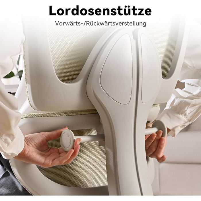 Ергономічне крісло Musso E600SE для офісу, з регулюванням поперекової підтримки, 3D підлокітники та підголівник, з підніжкою, для жінок, захист спини, бежевий