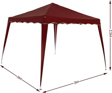 CASARIA® Pavilion Capri 3x3m Pop-Up UV Protection 50+ Waterproof Winter-Ready with Bag Foldable Stable Camping Garden Pop-Up Pavilion Party Tent (Red)