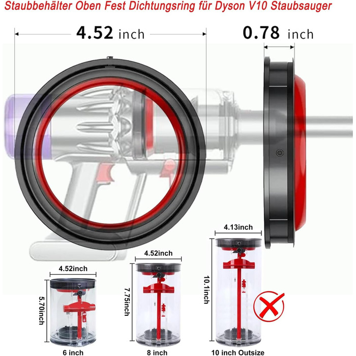 Електричний насадка для миття підлоги Dyson V12 Detect Slim / V10 Slim, з вологою тканиною та знімним баком для води, 6 змінних моп та контейнер для пилу (V10)