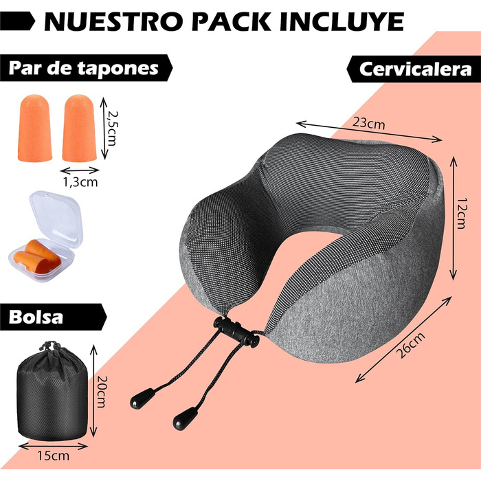 Подушка для шиї у подорожах з капюшоном та навушниками, віскоеластична подушка для шиї