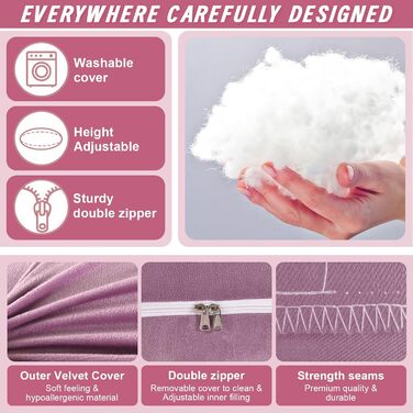 Подушка для вагітних Otauoaea J-подібної форми, подушка для годування XXL, подушка для сну на боці, 145x70 см (рожева, велюр)