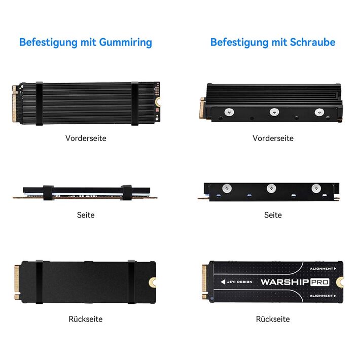 Радіатор охолодження M.2 2280 для SSD, алюміній, з термопрокладками, чорний, для ПК/PS5/PS5 Slim