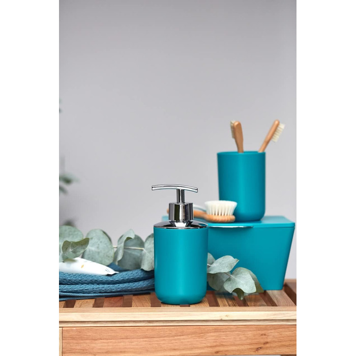 Дозатор мила WENKO Brasil, 0.32 л, пластик (TPE), 7.3 x 16.5 x 9 см, Petrol