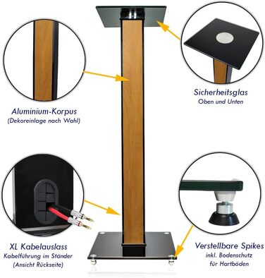 Ексклюзивні підставки для колонок BS03 чорного глянцю з декоративною вставкою Erle