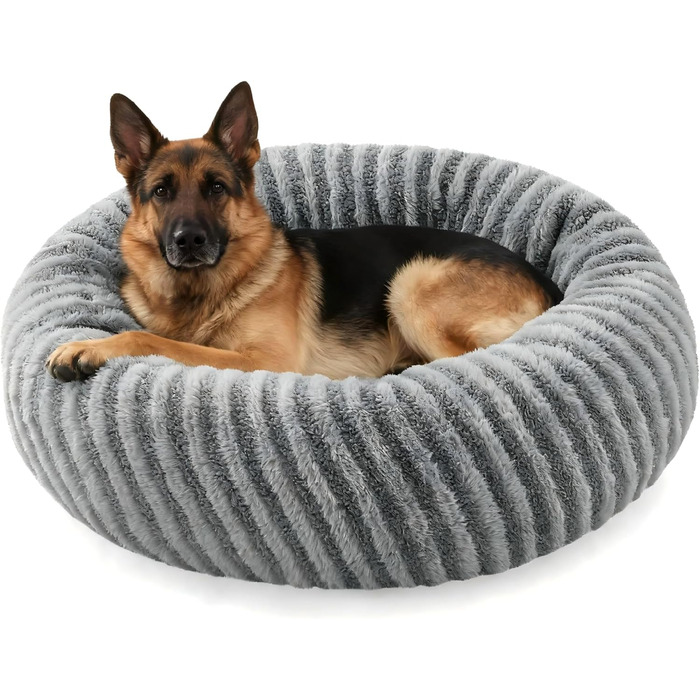 Кругле ліжко для собак середніх порід та котів, сірого кольору, 91x91x25 см, з м'якою наповнювачем та антиковзким дном