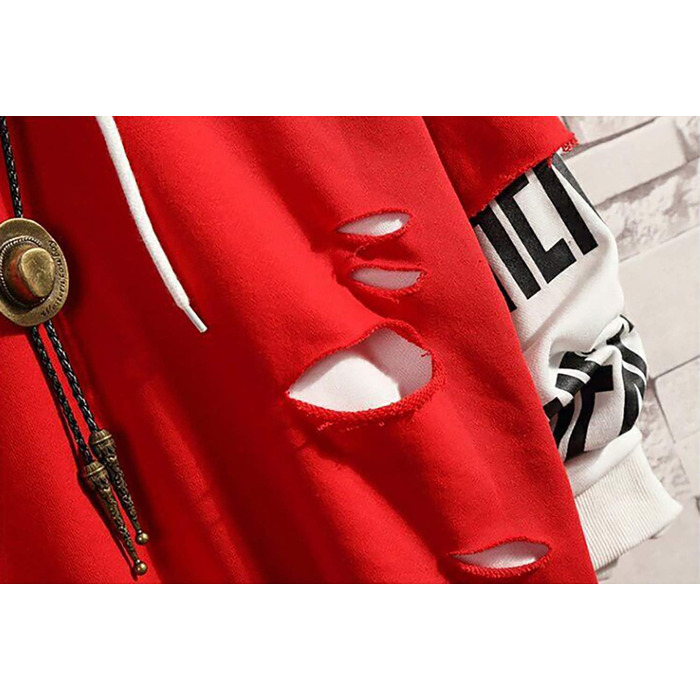 Худі Heo Mrin чоловіче Techwear у стилі хіп-хоп, японський streetwear, пачворк, міський джемпер (3XL, Червоний)