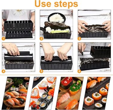 Набір для приготування суші INHEMI - 10 частин, для початківців, DIY, чорний