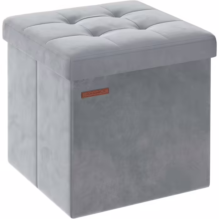 Складаний пуф SONGMICS з відсіком для зберігання, 38×38 см, до 300 кг, тауп, для вітальні, спальні, гуртожитку